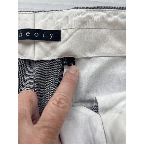 Theory Women Size 30 Dress Pant Grey Straight Wool Linen Work Classic Preppy NEW - Picture 9 of 16